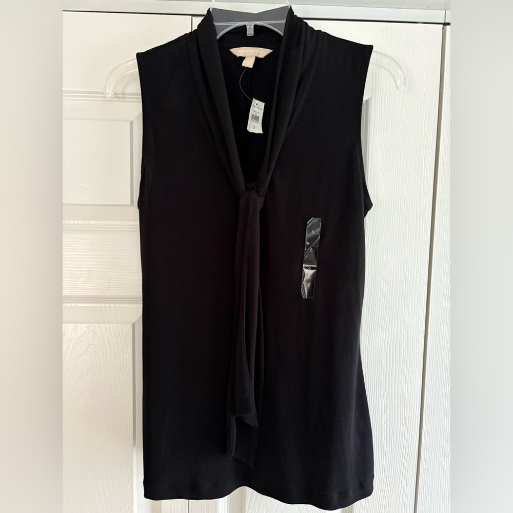 Banana Republic Women's Black Tie-Neck Top. Sz S. NWT